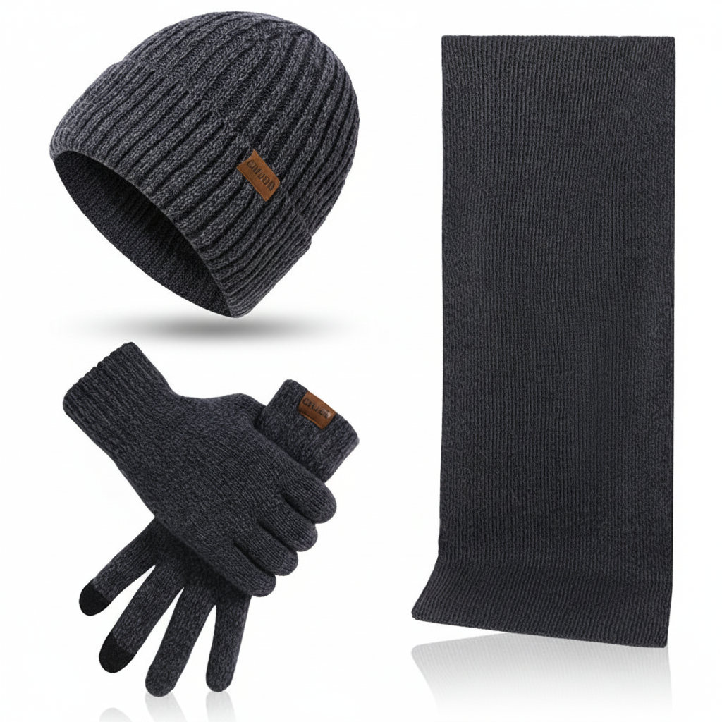 Detail of the ribbed cuff on the ChillGuard unisex winter knit gloves, ensuring a snug fit for cold weather.