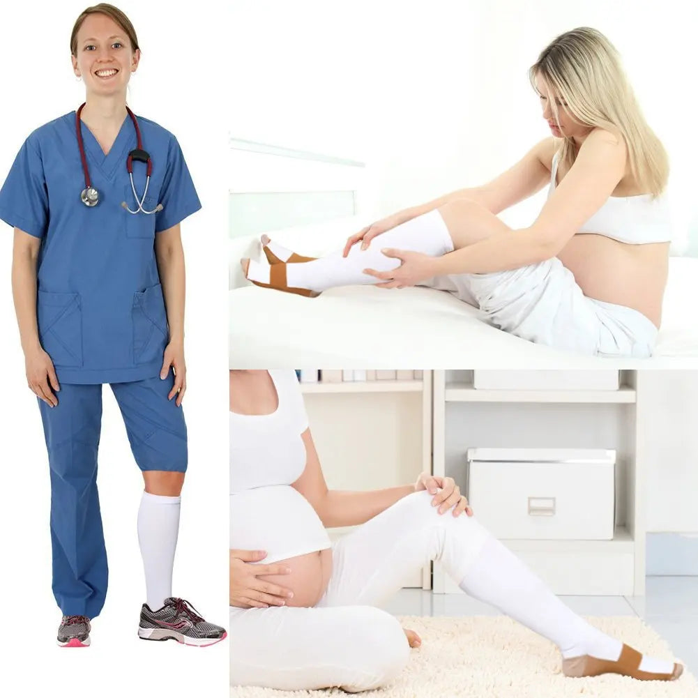Unisex athletic compression socks by VitalBoost for enhanced circulation, muscle recovery & leg support.