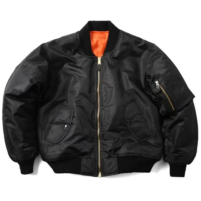 Classic zip-up bomber jacket, a durable and versatile outerwear for men and women, ideal for fall fashion.