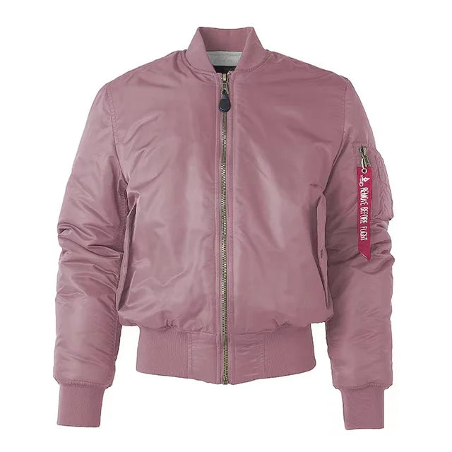 Versatile classic bomber jacket, a stylish zip-up outerwear for men and women, perfect for streetwear looks.
