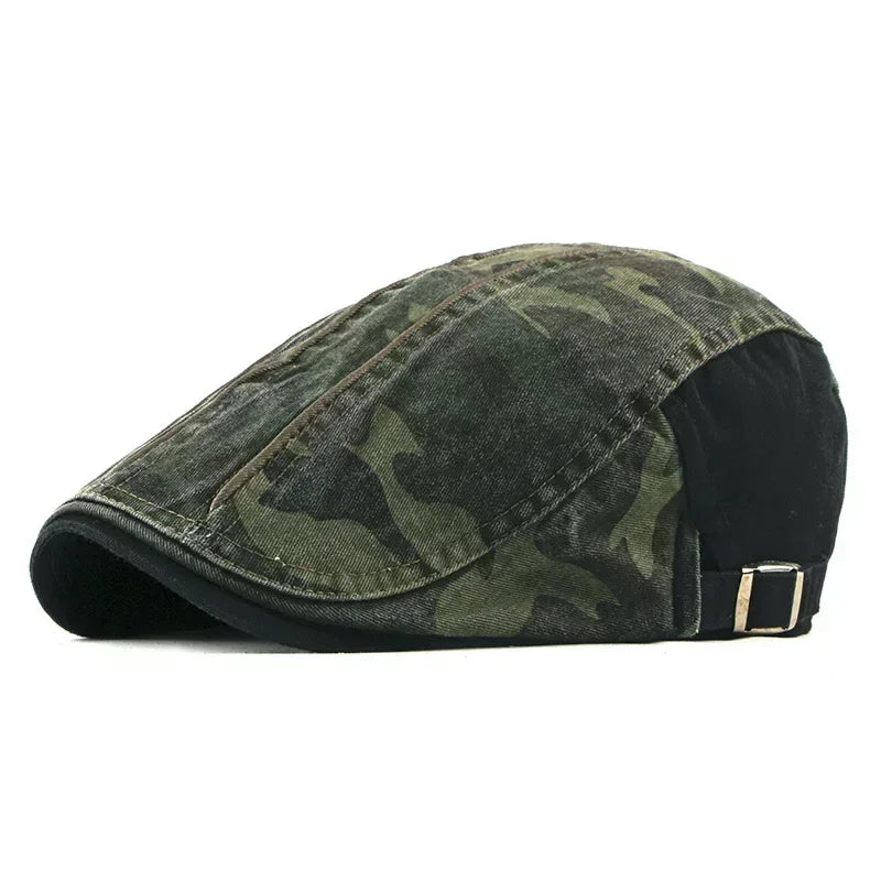 Stylish camo ivy cap, perfect unisex accessory for a classic casual look.