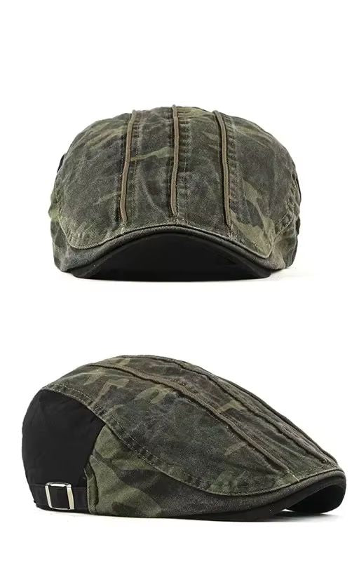 Detailed view of a classic camo ivy cap, highlighting the stylish print and breathable fabric.