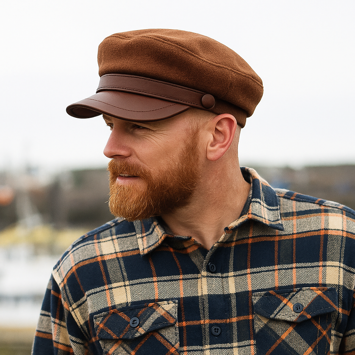 Brown Unisex Classic Fisherman Cap, vintage style, versatile headwear for everyday outfits.