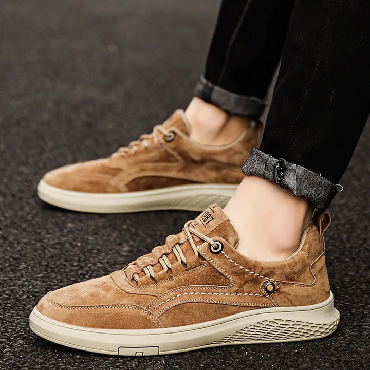 Everyday comfort shoes: classic suede sneakers designed for men's and women's walking.