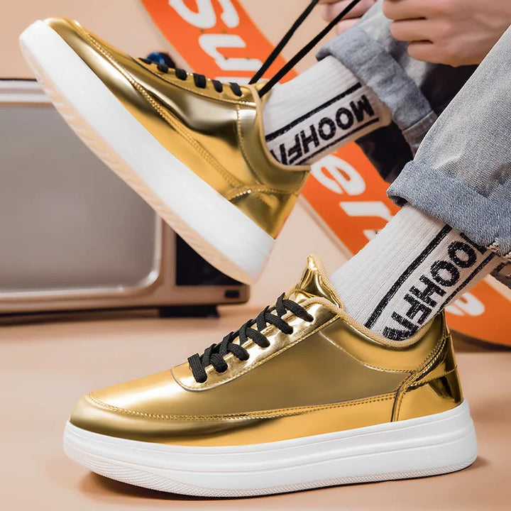 Elegant gold Classic Legacy Sneakers, perfect for fashion-forward unisex casual wear.