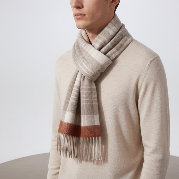 Soft and warm unisex plaid wool fringe scarf, a stylish addition to winter wardrobes