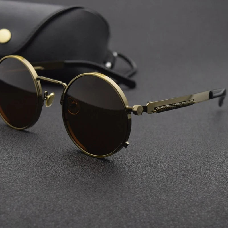 Stylish unisex round sunglasses, classic design, UV protection, lightweight frames.