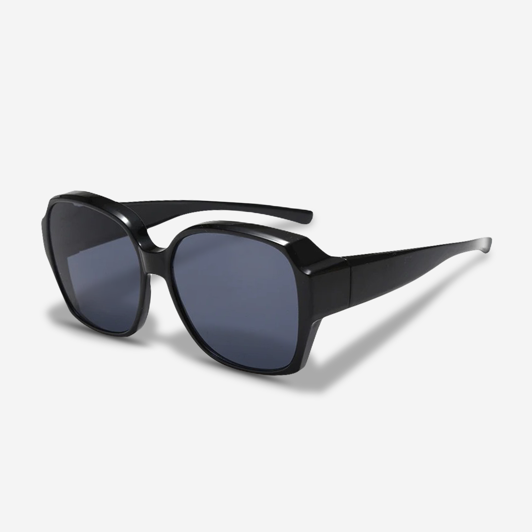 Sleek unisex clip-on shades, eyewear accessory for prescription glasses with essential UV400 protection.