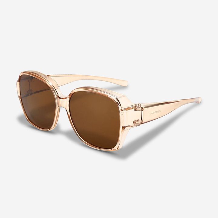 Unisex clip-on sunglasses for prescription eyewear, offering UV protection & anti-glare for driving.