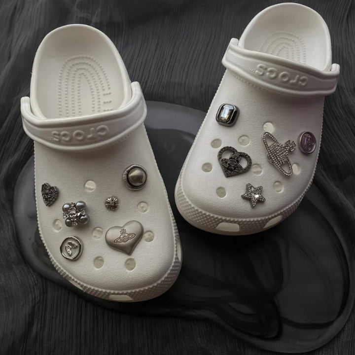 Custom clog shoe charms set for personalized footwear decoration & unique style.