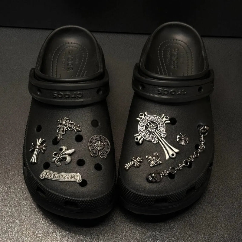 Diverse set of unisex clog charms, ideal for personalizing footwear and modern style.