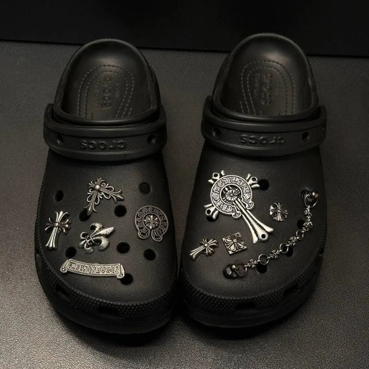 Diverse set of unisex clog charms, ideal for personalizing footwear and modern style.
