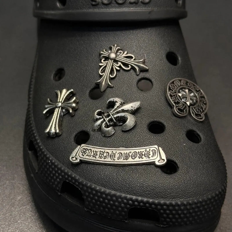 Collection of stylish unisex clog shoe charms for accessorizing your favorite footwear.