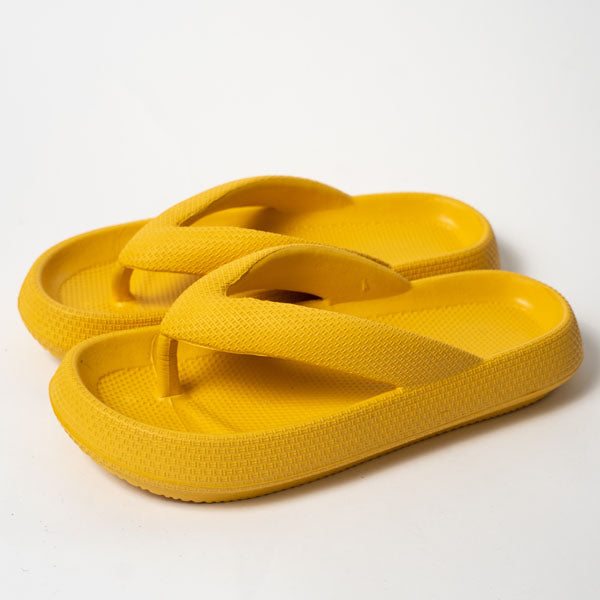 Close-up of the soft, waterproof material of the Unisex Cloud-Soft Platform Thong Slippers