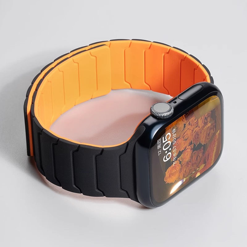 Durable silicone Apple Watch accessory band with ribbed texture, unisex design for sport and everyday use.