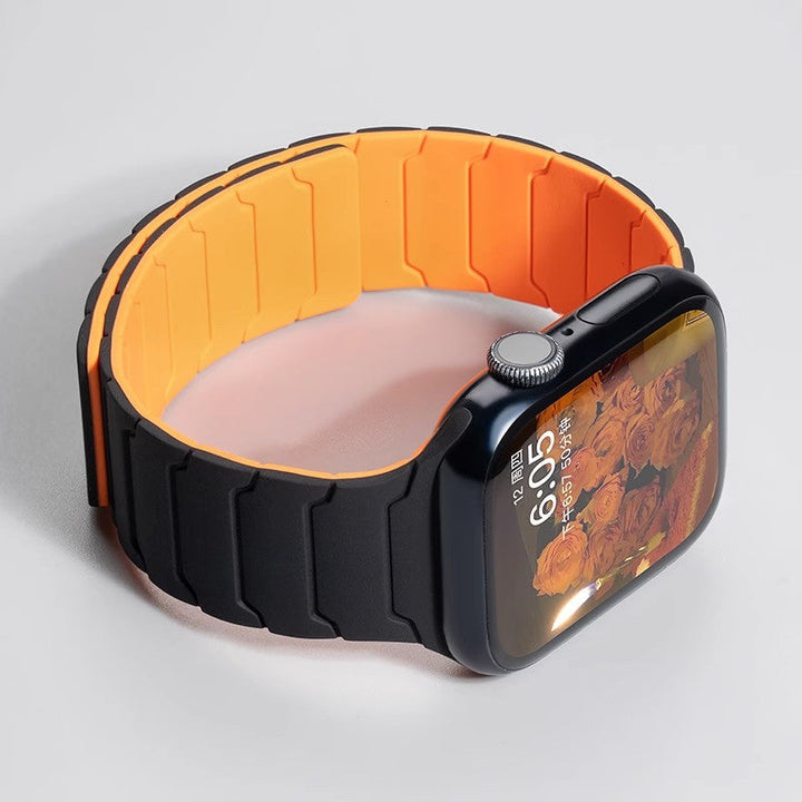 Durable silicone Apple Watch accessory band with ribbed texture, unisex design for sport and everyday use.