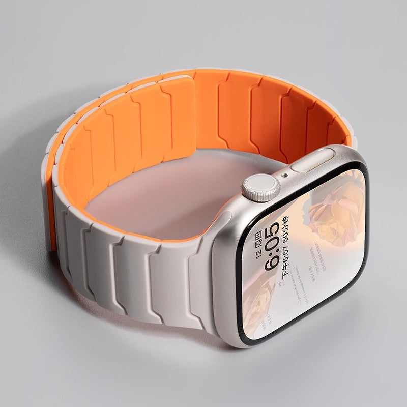 Cloud soft unisex silicone sport band for Apple Watch, offering breathability and secure wear with a sleek look.