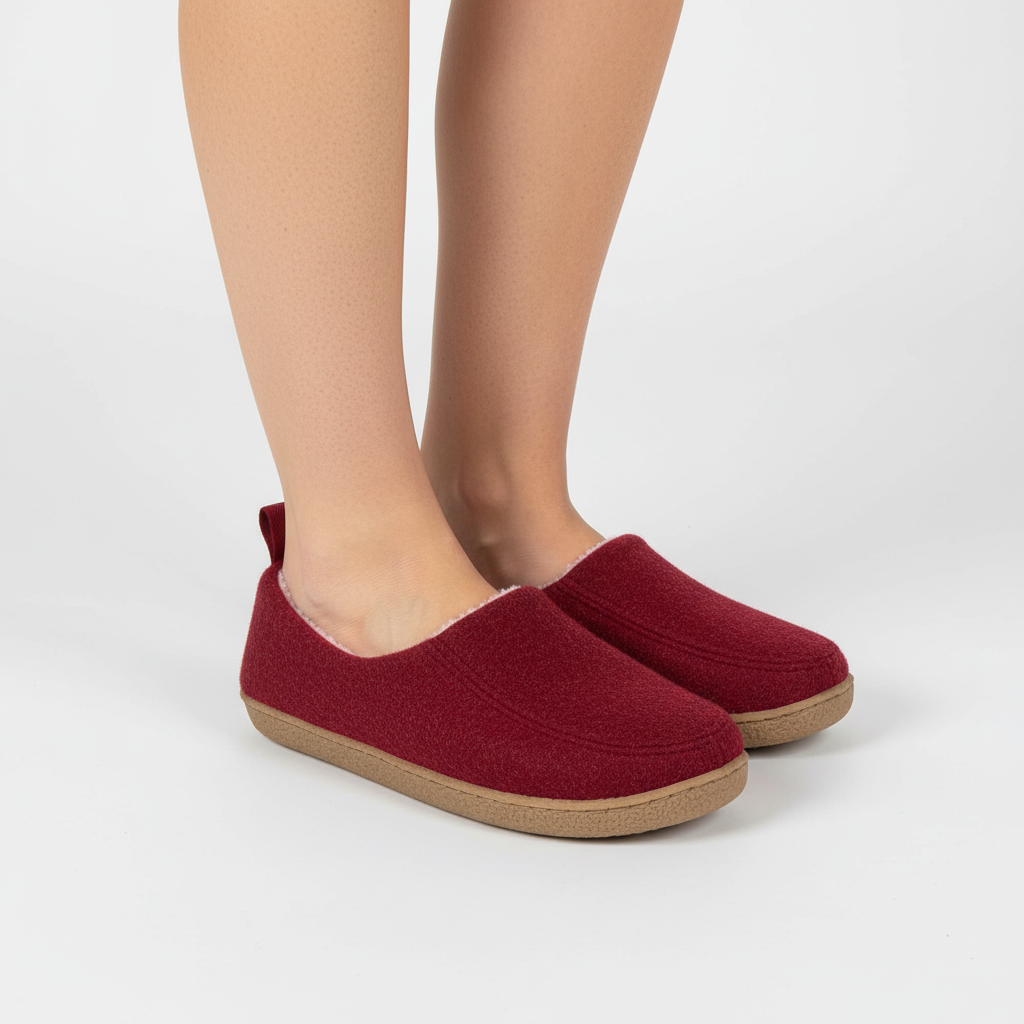 Comfortable Cloudwalk felted slippers, plush interior for warm winter days.