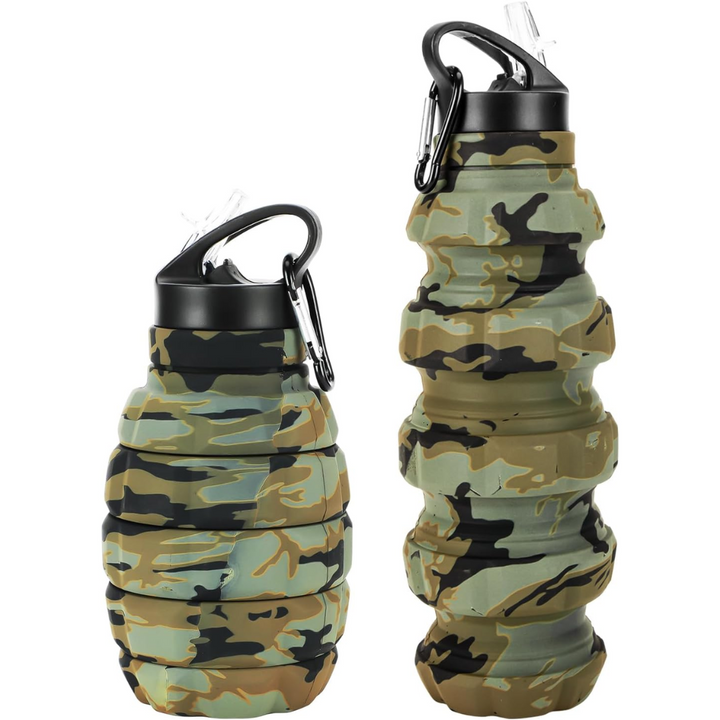 Unisex collapsible silicone travel water bottle, 19.5 fl oz. Reusable hydration for outdoor sports.