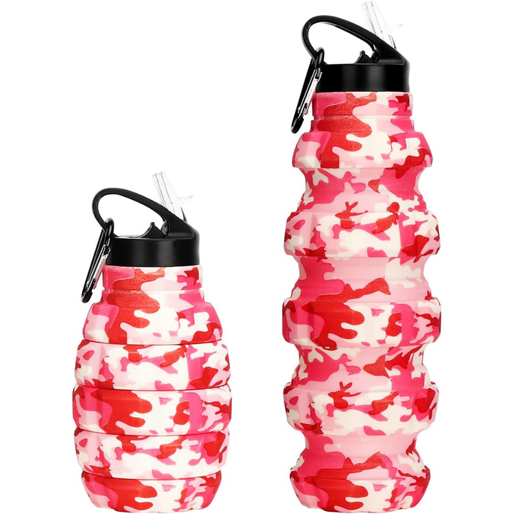 Sport-ready 575ml collapsible silicone water bottle. Unisex design, reusable for hydration during outdoor activities.