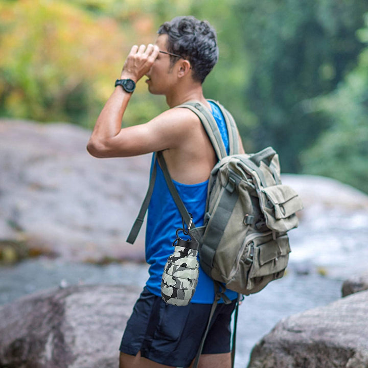 Portable 575ml collapsible silicone water bottle. Eco-friendly for travel, sport & daily hydration.