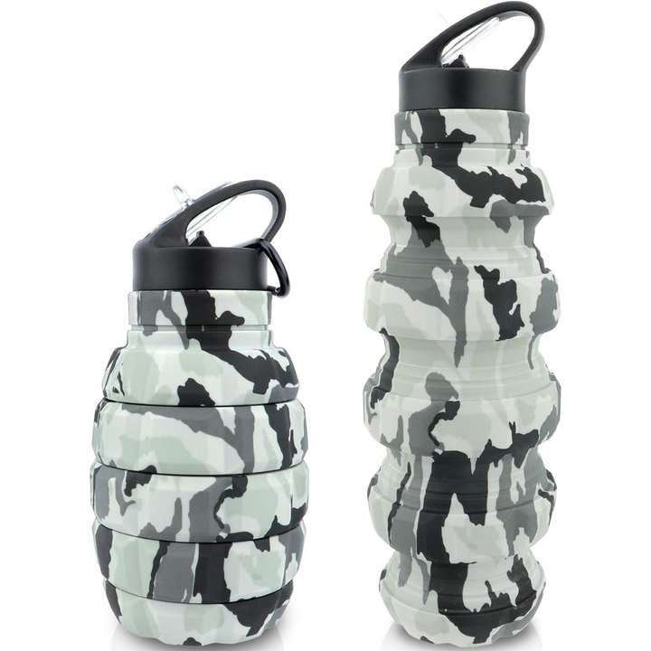 Eco-friendly 19.5 fl oz collapsible silicone water bottle. Reusable, portable for travel & active lifestyles.