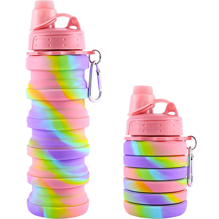 Durable outdoor gear: collapsible silicone water bottle for camping, hiking, and sports.