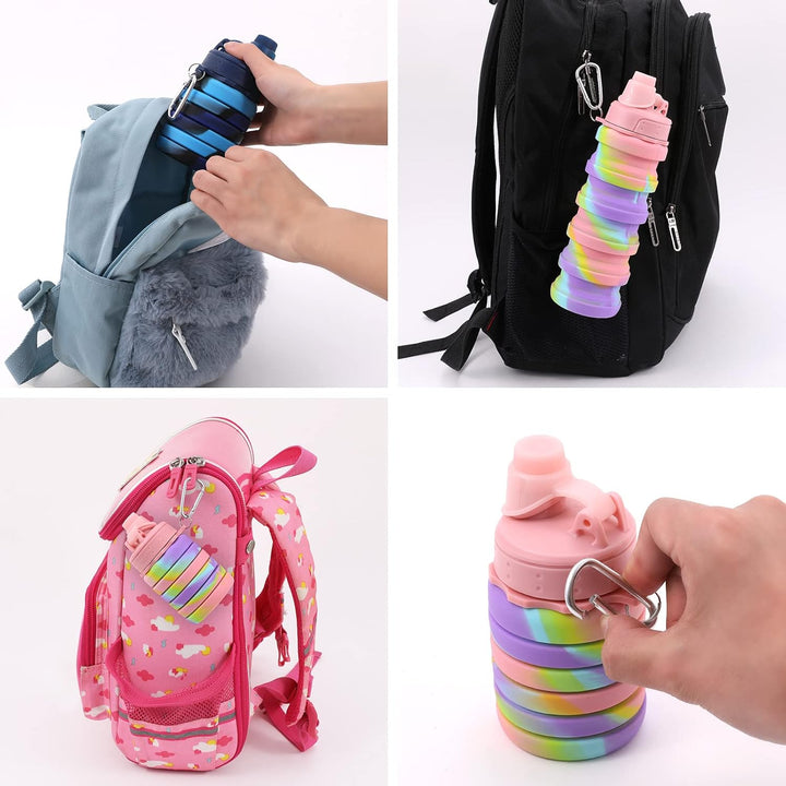 Leakproof collapsible silicone water bottle, perfect for gym, travel, and on-the-go hydration.