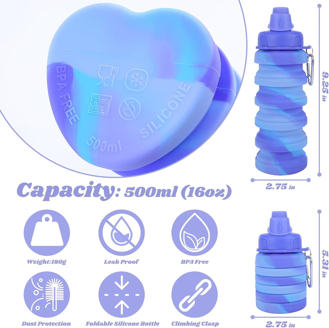 Smart design: a compact, reusable, collapsible silicone bottle for all your hydration needs.