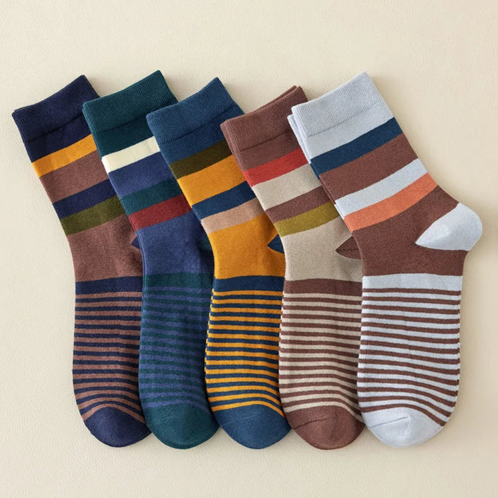 Unisex Color Theory patchwork socks, bright and comfortable. Perfect retro cotton blend fashion statement.