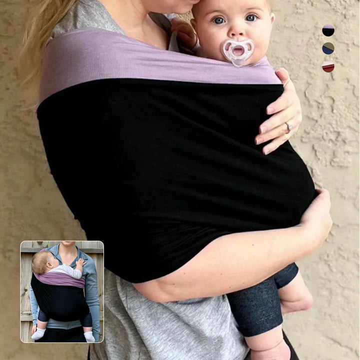 Soft, ergonomic baby wrap carrier allows hands-free parenting and promotes baby bonding.