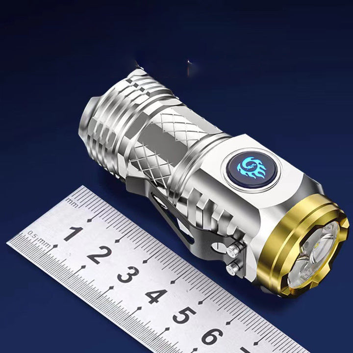 Rechargeable compact LED torch, essential outdoor gear for emergencies & daily tasks.