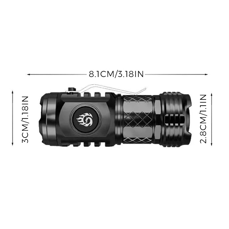 Compact USB-C rechargeable LED flashlight, waterproof for reliable emergency and outdoor lighting.