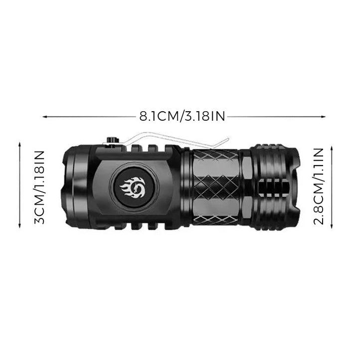 Compact USB-C rechargeable LED flashlight, waterproof for reliable emergency and outdoor lighting.