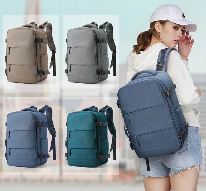 Unisex convertible travel backpack in black, designed for versatile use as a daily or weekend bag