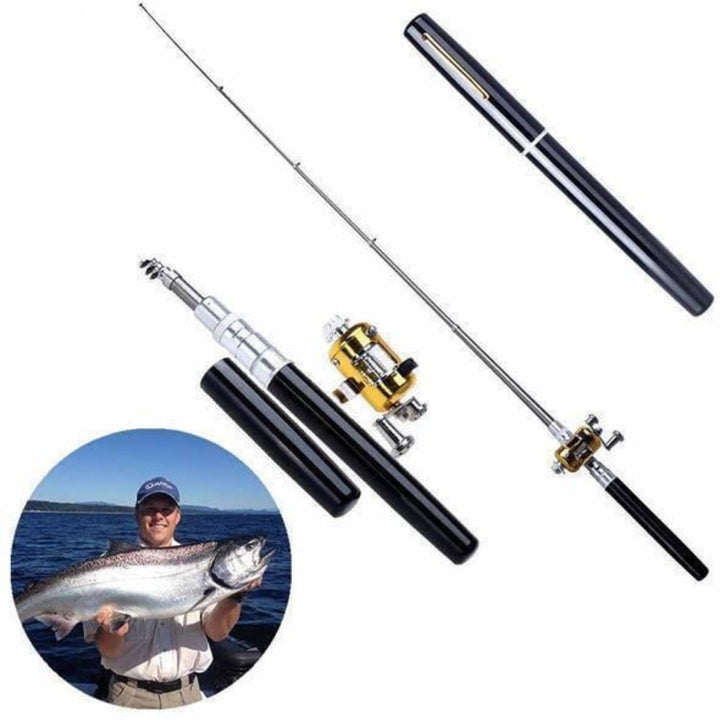 Portable fishing gear: compact rod and reel for travel, perfect for any angler.