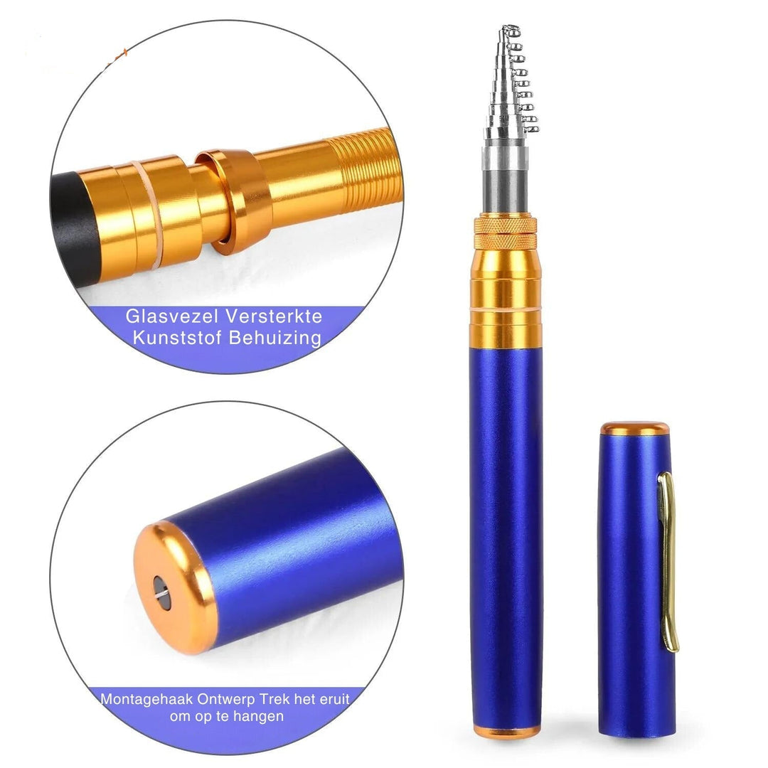 Durable travel fishing rod & reel kit, ideal for outdoor adventures & compact storage.