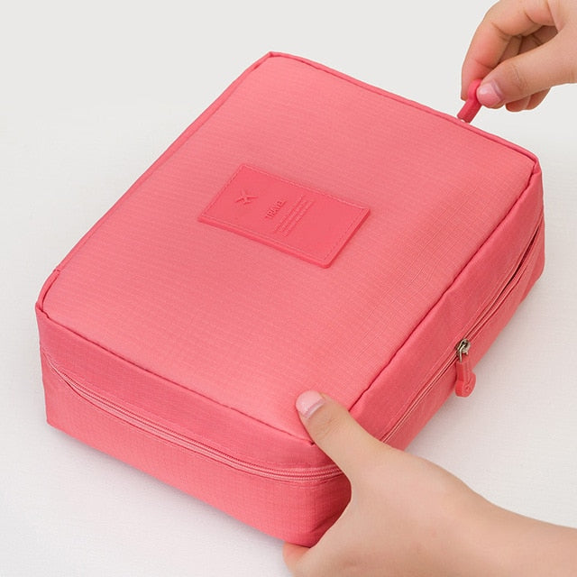 Waterproof toiletry bag for makeup, portable and compact design, comes with mini storage.