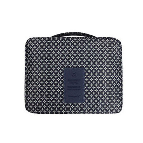 Unisex compact cosmetic bag for travel, waterproof, ideal for beauty product storage.