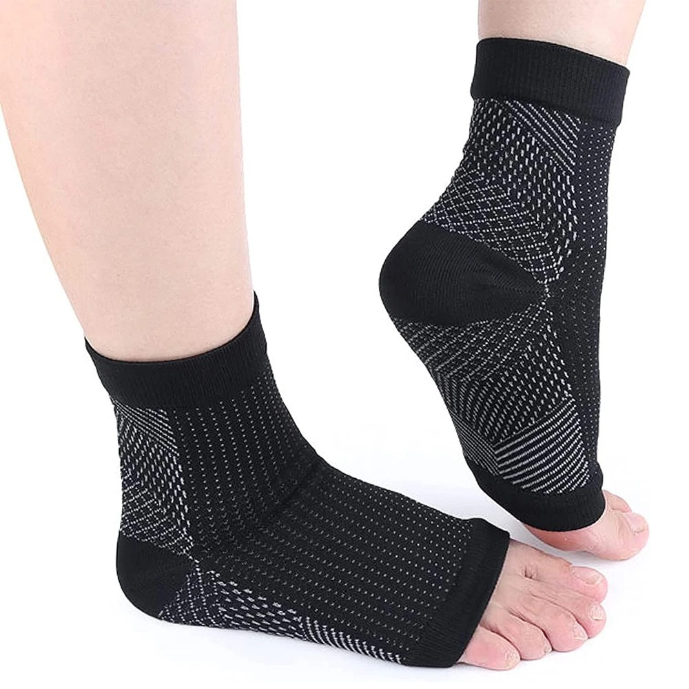 Unisex compression ankle socks for neuropathy pain relief, improved circulation, and foot support.