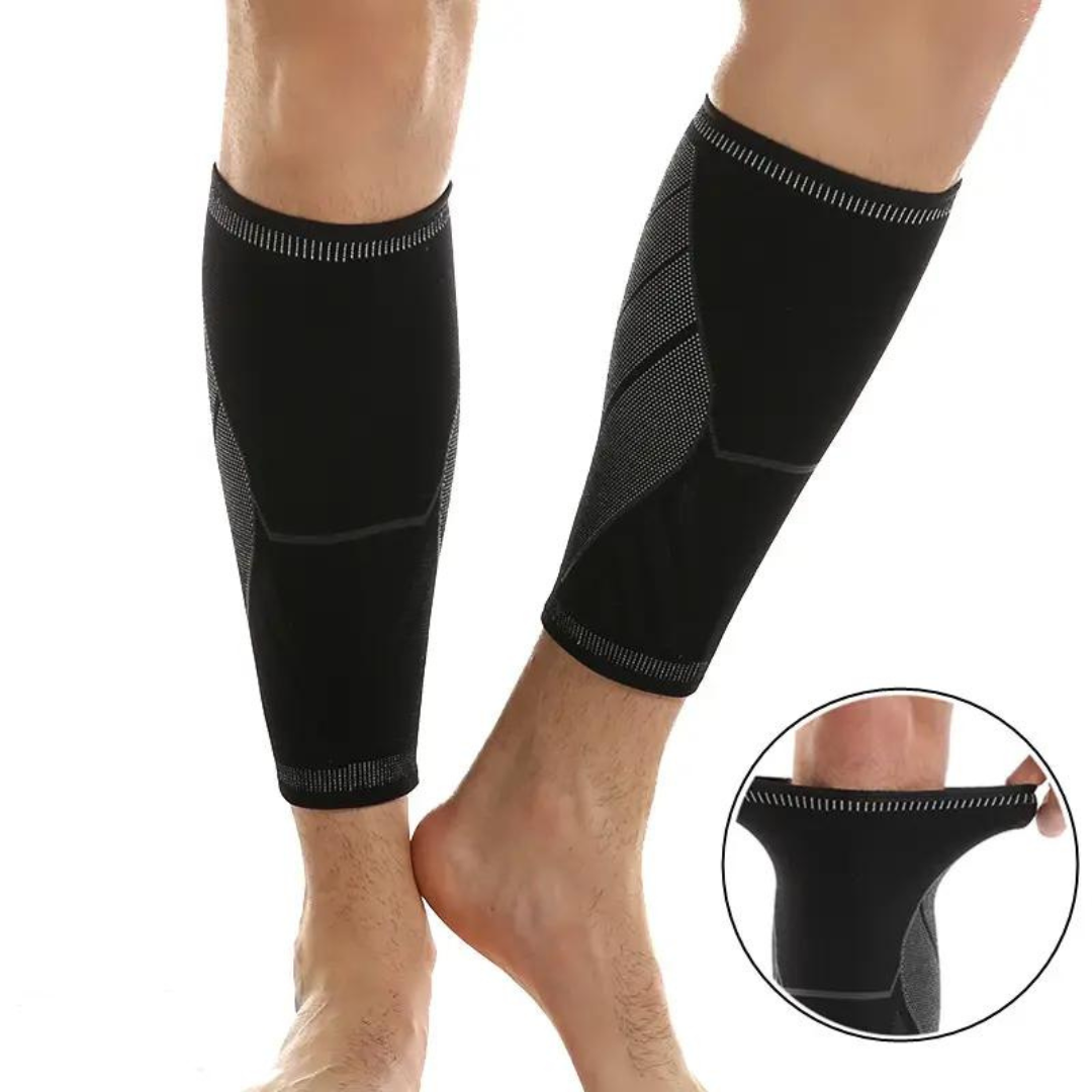 Unisex compression calf sleeves for active individuals. Provides leg support, pain relief, and improved circulation.