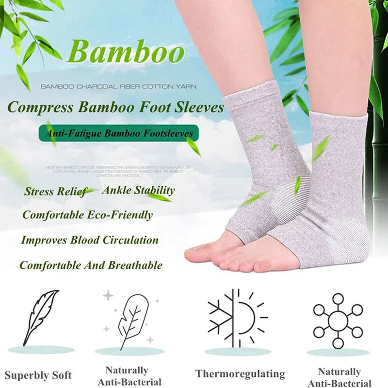 Comfortable compression foot sleeves provide arch & ankle support, promoting pain relief & recovery for active wear.