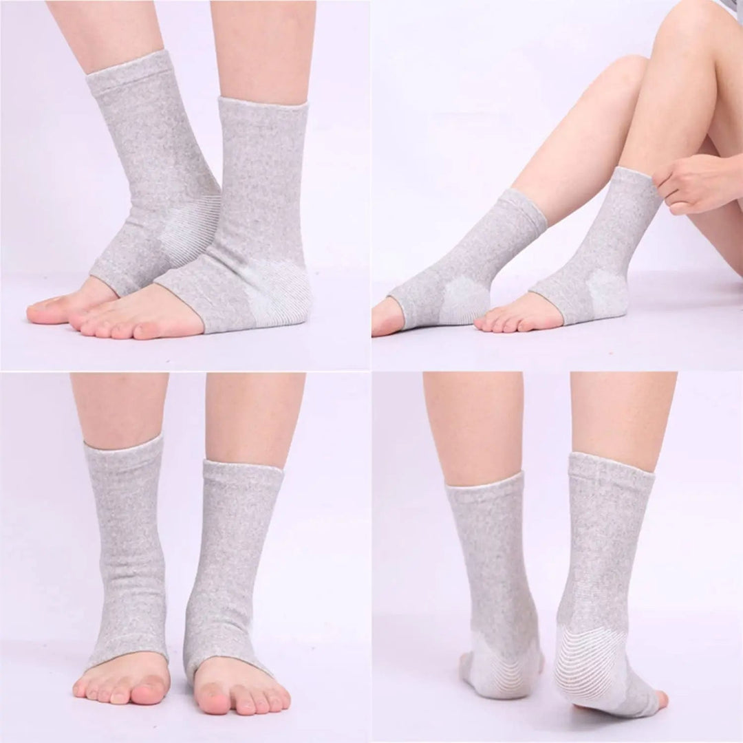 Unisex compression foot sleeves for targeted arch & ankle pain relief, circulation boost & post-workout recovery.