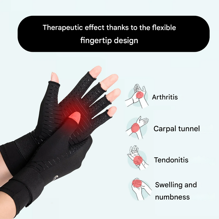 Flexible arthritis compression gloves for carpal tunnel, hand pain, and everyday support.