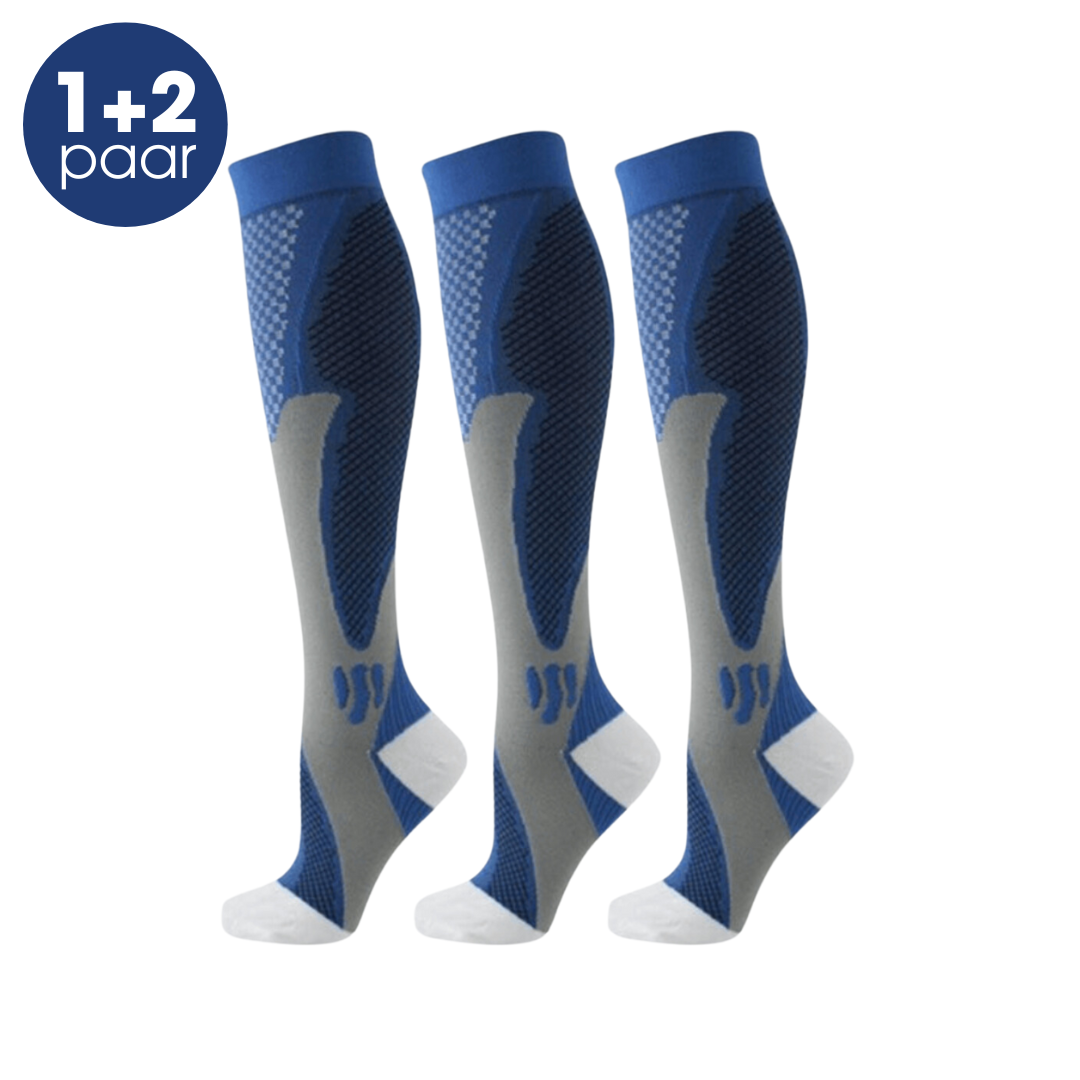Enhance vascular health with unisex compression socks. Over-calf design provides leg support & swelling relief.