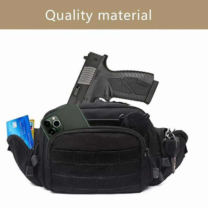 Tactical unisex concealed carry fanny pack holster. Discreet pistol bag for EDC & outdoor gear. Durable waist pack.
