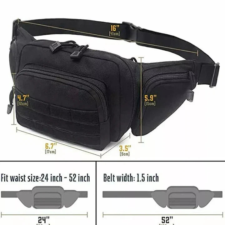 Unisex tactical fanny pack with concealed carry holster. Perfect pistol bag for EDC, outdoor adventures & discreet carry.