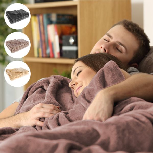 Cozy flannel electric heated blanket, cordless and portable for winter warmth & comfort.