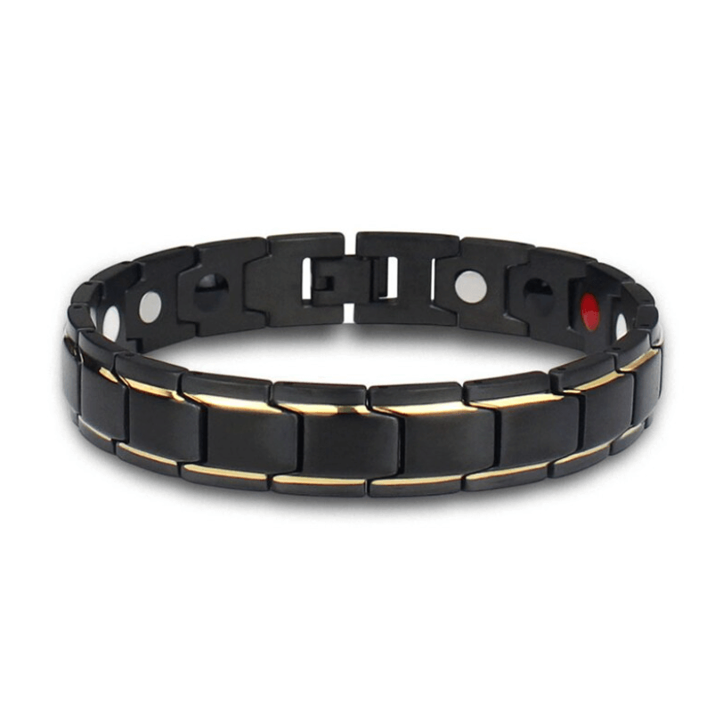 Unisex magnetic therapy bracelet in polished stainless steel, contemporary design