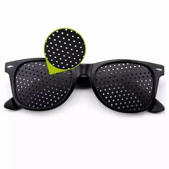 Unisex corrective pinhole glasses for natural eye training, vision improvement & strain relief.